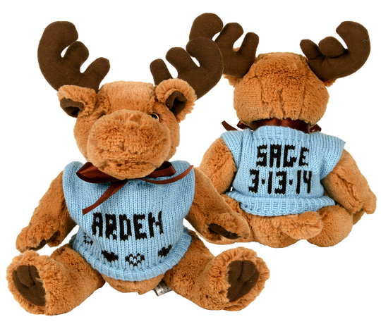 Plush Stuffed Moose with Personalized Sweater
